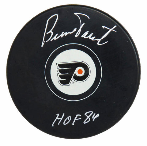 BERNIE PARENT Signed Philadelphia Flyers Logo Hockey Puck w/HOF'84 - SCHWARTZ