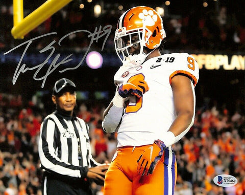 Travis Etienne Signed in Silver 8x10 Clemson Tigers Football Photo BAS