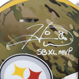 Hines Ward Steelers Signed Camo Alternate Auth. Helmet with "SB XL MVP" Insc