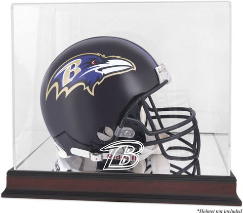 Ravens Mahogany Helmet Logo Display Case & Mirror Back-Fanatics