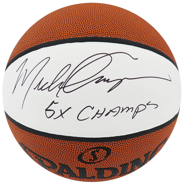 Michael Cooper Signed Spalding White Panel Basketball w/5x Champs - (SS COA)