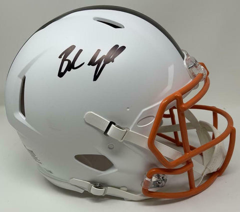 BAKER MAYFIELD Autographed Browns White Matte Speed Authentic Helmet FANATICS