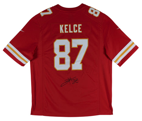 Chiefs Travis Kelce Signed Red Nike Game Jersey w/ Black Sig BAS Wit #WY59064