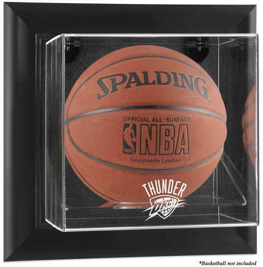 OK City Thunder Black Framed Wall-Mounted Team Logo Basketball Display Case