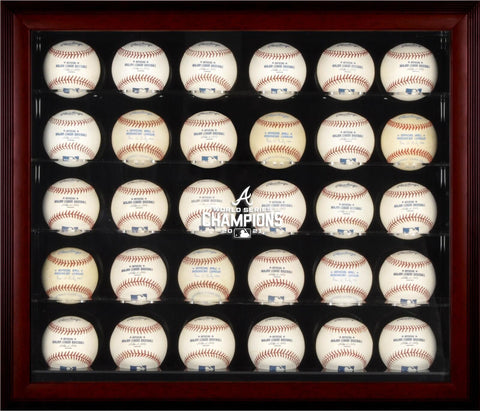 Braves 2021 MLB WS Champions Mahogany FRMD Logo 30-Baseball Display Case