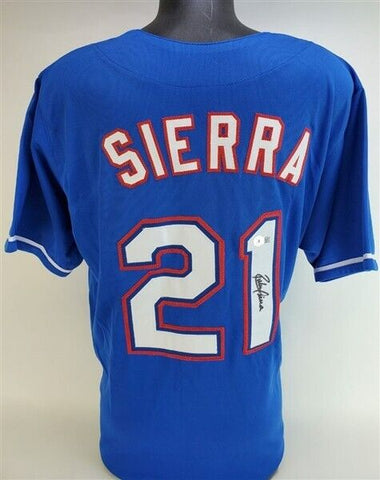 Ruben Sierra Signed Texas Rangers Blue Jersey (Beckett) AL RBI Leader