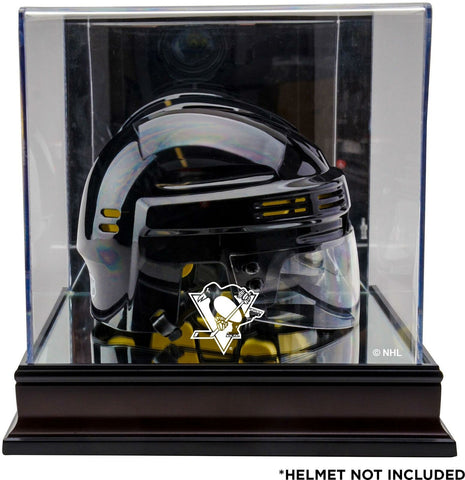 Pittsburgh Penguins Mahogany Logo Mini Helmet Display Case
