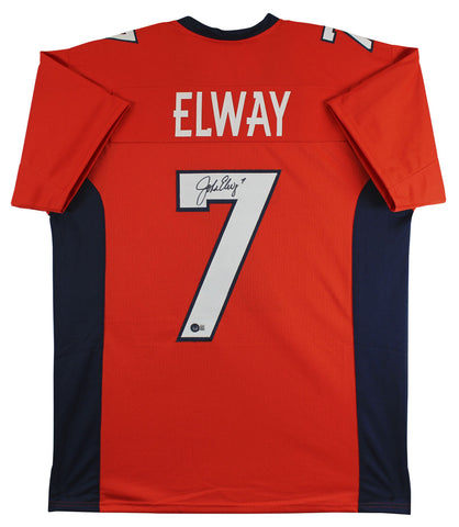 John Elway Authentic Signed Orange/Navy Pro Style Jersey BAS Witnessed