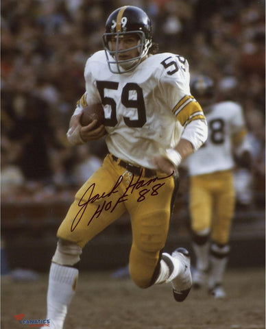 Jack Ham Pittsburgh Steelers Signed 8x10 Run w/ Ball Photo w/ HOF 1988 Insc