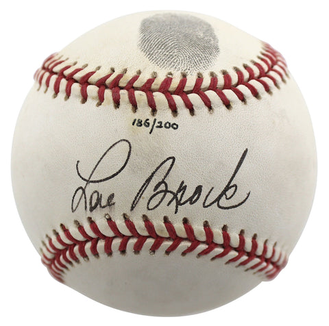 Cardinals Lou Brock Signed Thumbprint Onl Baseball LE #186/200 BAS #BD23609