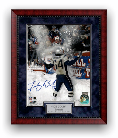 Tedy Bruschi Signed Autographed 16x20 Photo Custom Framed to 20x24 NEP