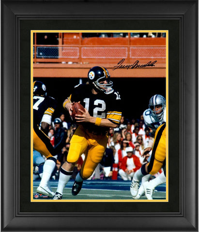 Terry Bradshaw Pittsburgh Steelers Framed Signed 16" x 20" Super Bowl X Photo