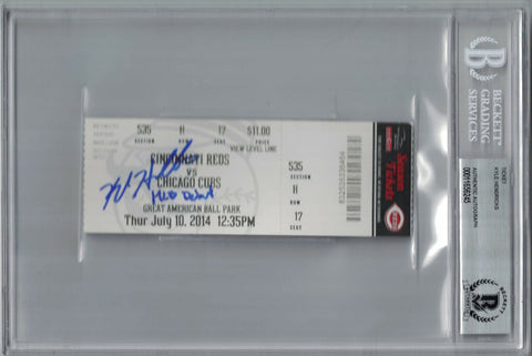 Kyle Hendricks Autographed/Signed Chicago Cubs Ticket MLB Debut BAS Slab 25257