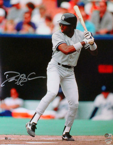 Deion Sanders Autographed Yankees 16x20 Batting HM Photo- Beckett W Holo *Silver