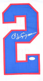 O.J. Simpson Autographed White Pro Style STAT Jersey- JSA W *Black
