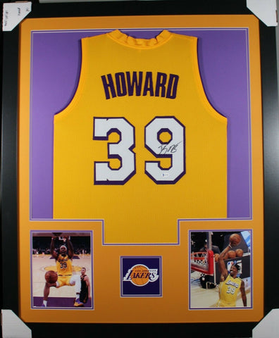 DWIGHT HOWARD (Lakers yellow TOWER) Signed Autographed Framed Jersey JSA