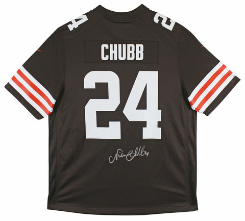 Browns Nick Chubb Authentic Signed Brown Nike Jersey Autographed BAS Witnessed