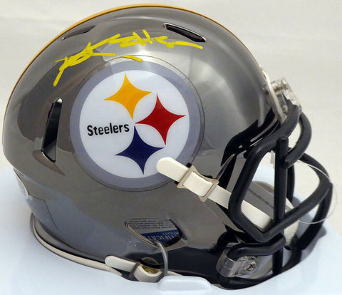 Antonio Brown Autographed Steelers Black Chrome Speed Mini Helmet Beckett C28753