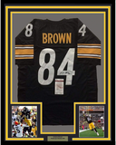 Framed Autographed/Signed Antonio Brown 33x42 Pittsburgh Black Jersey JSA COA