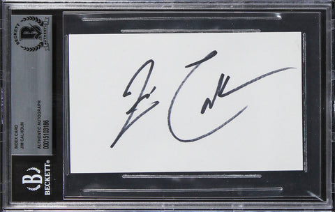 Uconn Jim Calhoun Authentic Signed 3x5 Index Card Autographed BAS Slabbed 2