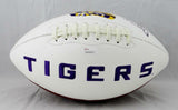 Derrius Guice Autographed LSU Tigers Logo Football- JSA Witness Auth
