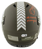 Bucs Mike Alstott 3x Insc Signed Salute To Service F/S Speed Rep Helmet BAS Wit