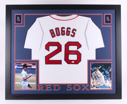 Wade Boggs Signed Red Sox 35" x 43" Custom Framed Jersey (JSA) 12x All-Star