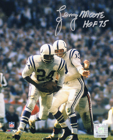 Lenny Moore Signed Colts With Johnny Unitas Action 8x10 Photo w/HOF'75 -(SS COA)