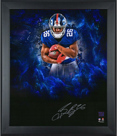 Saquon Barkley New York Giants Framed Autographed 20" x 24" In Focus Photograph