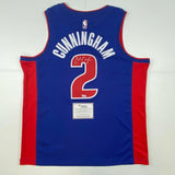 Autographed/Signed Cade Cunningham Detroit Pistons Blue Jersey Fanatics COA
