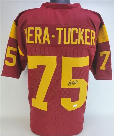 Alijah Vera-Tucker Signed USC Trojans Jersey (JSA COA) NY Jets 2021 1st Rnd Pick