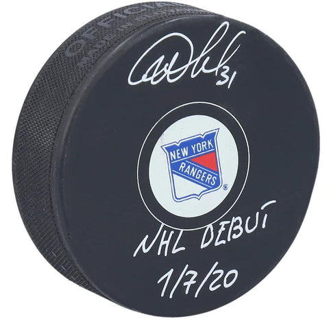 IGOR SHESTERKIN Autographed Rangers "NHL Debut 1/7/20" Hockey Puck FANATICS