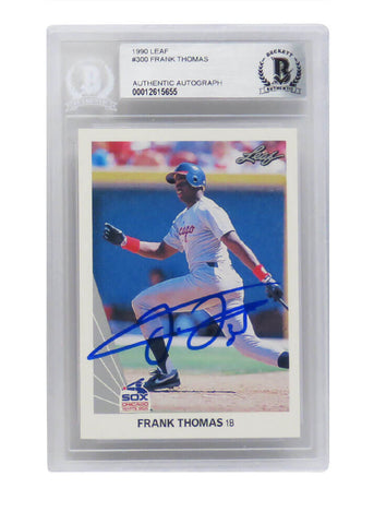 Frank Thomas Autographed White Sox 1990 Leaf Rookie Card #300 (Beckett)