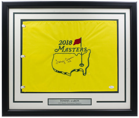 Tommy Aaron Signed Framed 2018 Masters Golf Flag JSA