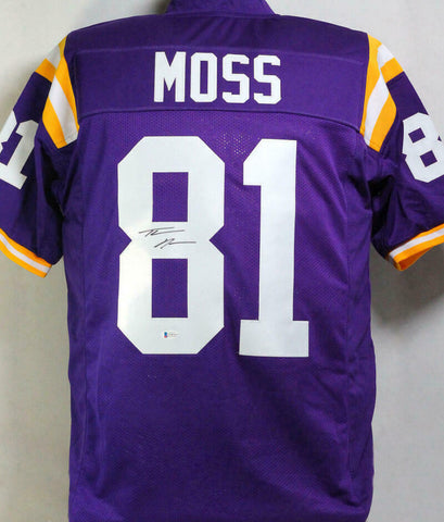 Thaddeus Moss Autographed Purple College Style Jersey - Beckett W Auth *8