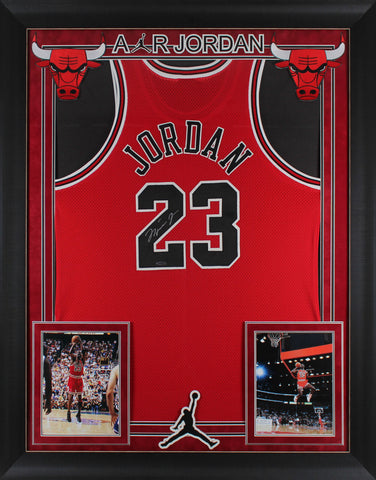 Bulls Michael Jordan Authentic Signed Red Framed Jersey UDA & BAS