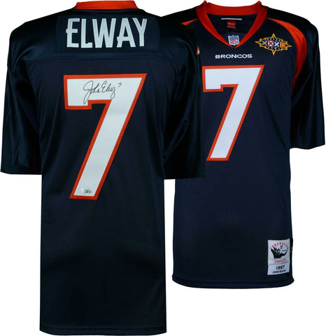 John Elway Denver Broncos Signed Blue Mitchell & Ness 1997 Throwback Auth Jersey