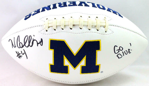 Nico Collins Autographed Michigan Wolverines Logo Football w/ Go Blue- JSA Wit