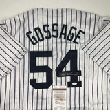 Autographed/Signed Goose Gossage New York Pinstripe Baseball Jersey JSA COA