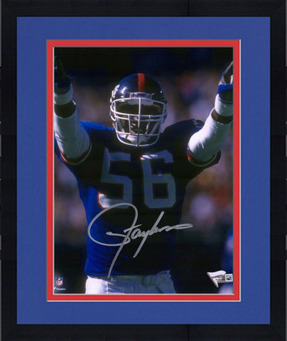 Framed Lawrence Taylor New York Giants Signed 8" x 10" Hands Pointed Photo