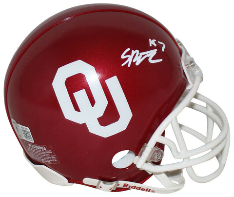 Spencer Rattler Autographed Oklahoma Sooners VSR4 Mini Helmet BAS 33040
