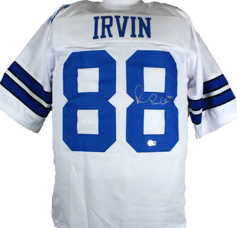 Michael Irvin Autographed White Pro Style Jersey-Beckett W Hologram *Silver