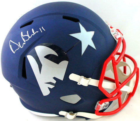 Drew Bledsoe Signed New England Patriots F/S AMP Speed Helmet - Beckett Auth