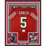 FRAMED Autographed/Signed JEFF GARCIA 33x42 Red Football Jersey BAS COA