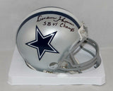 Duane Thomas Signed Dallas Cowboys Mini Helmet W/ SB Champs- Jersey Source Auth