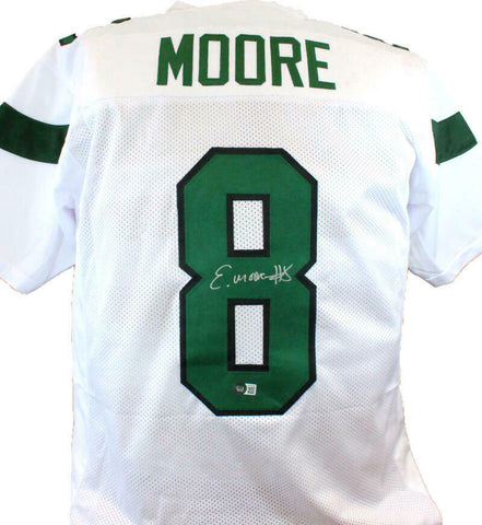 Elijah Moore Autographed White Pro Style Jersey - Beckett W Hologram *Silver