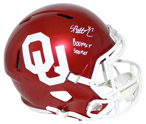 Spencer Rattler Autographed Oklahoma Sooners F/S Speed Helmet BAS 33038