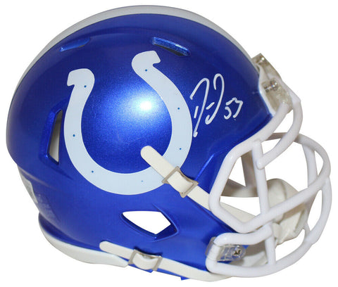 Darius Leonard Autographed Indianapolis Colts Flash Mini Helmet Beckett 35377