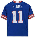 Frmd Phil Simms NY Giants Signed M&N Blue Replica Jersey & "SB XXI MVP" Insc