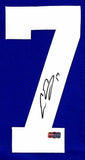 Evan Engram Signed Ole Miss Large Framed Custom Blue Jersey